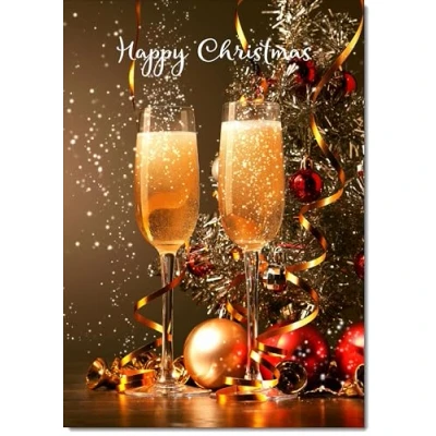 Image of doodlecards Happy Christmas, Christmas Card Champagne Medium Size with Plain Envelope