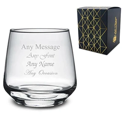Image of Personalised Engraved 345ml Tallo Whiskey Glass, Personalise with a Message for Any Occasion, Stylize Variety of Fonts, Gift Box Included, Laser Engraved, Birthday Wedding Usher