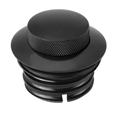 Image of Motorcycle Tank Gas Cap, Black Billet Aluminum Reservoir Cap Cover for Touring Softail harley davidson tankdeckel