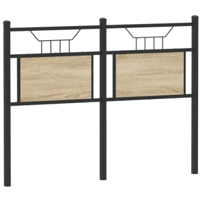 Image of vidaXL Headboard Sonoma Oak Engineered Wood &amp; Steel Frame, 120 cm Industrial Style