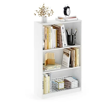 Image of Furinno JAYA Simple Home 3 Tier Adjustable Shelf Bookcase, White