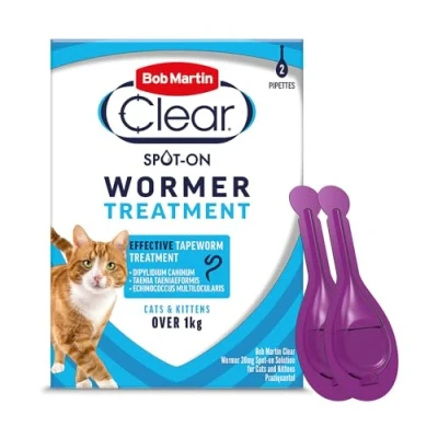 Image of Bob Martin Clear Spot On Wormer Treatment for Cats and Kittens 2 Tubes