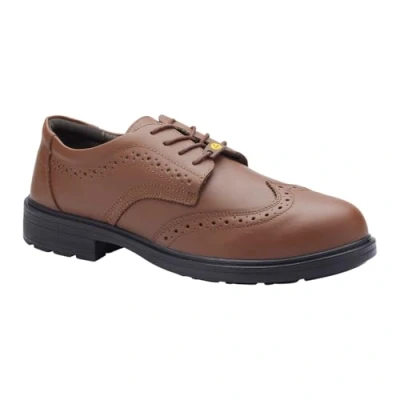 Image of Blackrock ESD Brogue Composite Safety Shoes, Tan, Metal Free Toe Cap Shoes Mens, Smart Leather Men, Office Footwear, UK Size 8 / EU 42