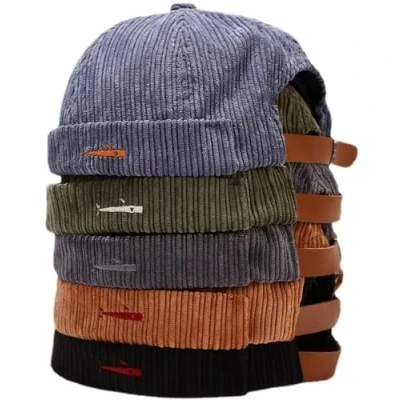 Image of Faringoto Unisex Skullcap Beanie Hat Sailor Cap Brimless Retro Rolled Cuff Adjustable