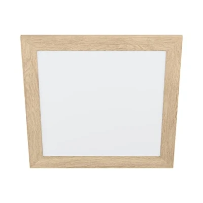 Image of Eglo Flush Ceiling Light Piglionasso, LED Panel with Decorative Wooden Frame, Square Kitchen, Office and Hallway lamp, Neutral White Lighting, 19.7 inches