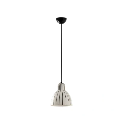 Image of Venice 20cm Dome Pendant Ceiling Light Black &amp; White Gloss