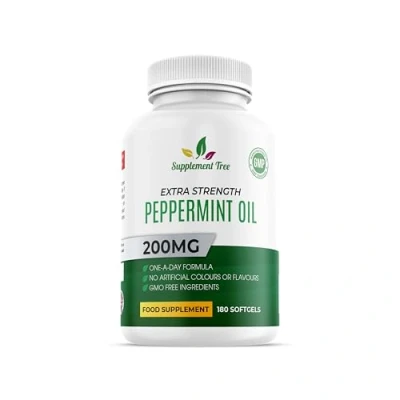 Image of Peppermint Oil Capsule Softgels 200mg High Strength 180 (6 Months Supply) Natural of Digestive Supplement UK Manufactured, Non GMO