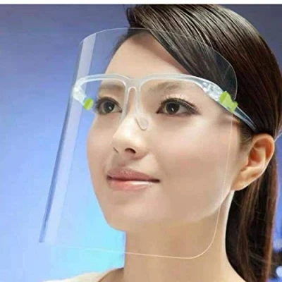 Image of Full Face Protector Shield Visor with Glasses Frame Splash Shield. Comfortable Business Visors Cases
