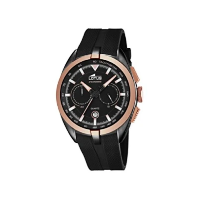 Image of Lotus Men&#039;s Quartz Watch with Black Dial Chronograph Display and Rubber Strap 18192/1