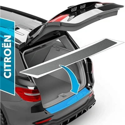 Image of uProtect Car Bumper Protector Full Set For Citroën Berlingo 2 (II) I 2015 2018 Rear guards cars, anti scratch, Paint Sill Lip Carbon Black