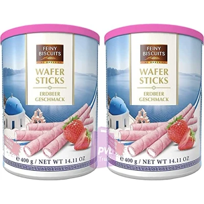 Image of Wafer rolls with Strawberry flavoured cream 400g (Pack of 2)