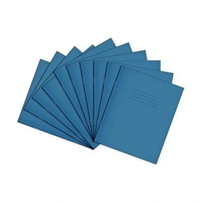 Image of Rhino 8 x 6.5 Exercise Books, 48 Page / 7mm Squared Paper Notebook, 10 Pack, Writing Book, Office &amp; School Stationery Supplies, Light Blue