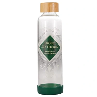 Image of Harry Potter Glass Water Bottle 500ml Proud Slytherin Reusable Gifts