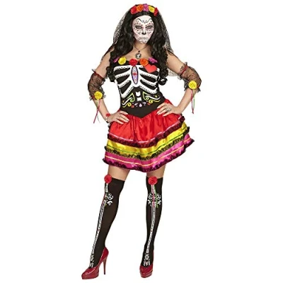 Image of &quot;MUJER DIA DE LOS MUERTOS&quot; (dress, fingerless gloves, thigh highs, headpiece with veil) (M)