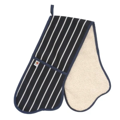 Image of Butchers Stripe Navy Double Oven Glove