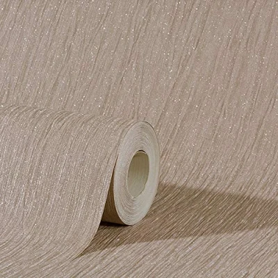 Image of Debona Crystal Plain Pattern Textured Stripe Glitter Motif Vinyl Wallpaper (Taupe 9007)