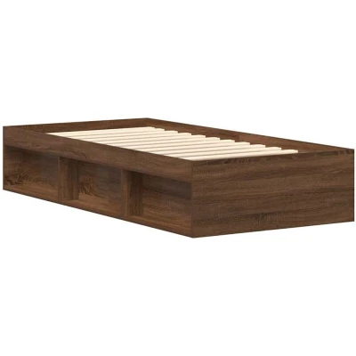 Image of vidaXL Bed Frame without Mattress Brown Oak 75x190 cm Small Single