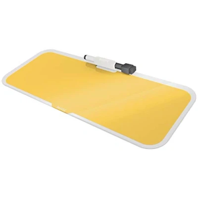 Image of Leitz Glass Dry Wipe Desktop Whiteboard Pad, Cosy Range, Warm Yellow, 52690019