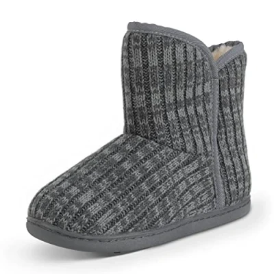 Image of Polar Womens Memory Foam Indoor Faux Fur Fleece Bootie Rubber Sole Comfort Outdoor Anti Slip Durable Slippers Grey Cardy AYC0870 EU38/UK5