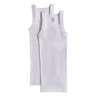 Image of 2(X)IST Men&#039;s Essential Cotton Square Cut Tank 2 Pack Base Layer Top, Pure White, L UK