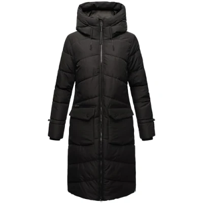 Image of MARIKOO Tomomii XVI Women&#039;s Winter Coat Warm Quilted Long with Hood and Slits XS XXL, black, M