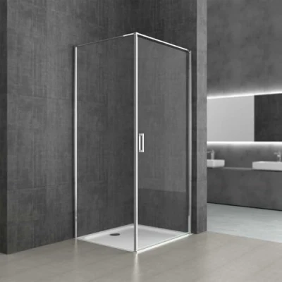 Image of Durovin Bathrooms 900 x 800mm Corner Shower Enclosure Cubicle Pivot Door Left Hand Side Handle