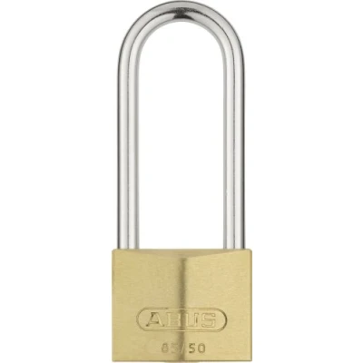 Image of ABUS 02518 80mm Long Shackle Service Brass Padlock with 2745 Alike Keyed