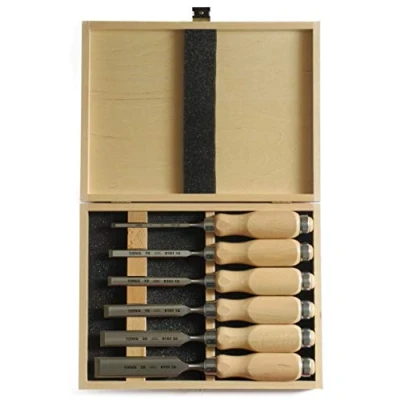 Image of Narex Chisel Set with Wooden Handle Bevelled Edge in a Box of 6 Pieces