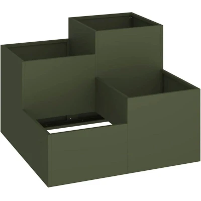 Image of vidaXL Garden Planter 80x80x60 cm Olive Green Steel