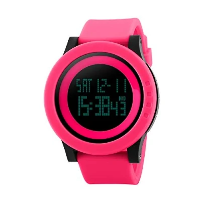 Image of TONSHEN Unisex Digital Watch Plastic Case with Rubber Band 50M Waterproof Outdoor Military Electronic Multifunction Sport Watches Stopwatch Countdown Alarm (Red)