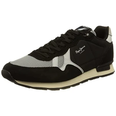 Image of Pepe Jeans Men&#039;s Britt Man Studio Green Sneaker, 999BLACK, 11 UK