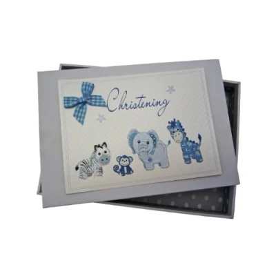 Image of White Cotton Cards Christening Photo Album (Tiny, Blue)