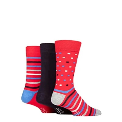Image of Mens 3 Pair SOCKSHOP Wildfeet Gift Boxed Bamboo Socks Red 7 11