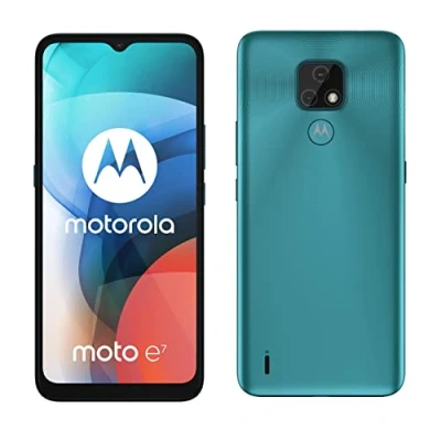 Image of Motorola E7 6.5 Inch Max Vision HD+, 48MP Dual camera system, 4000 mAH battery, SIM, 2/32GB, Android 10, Aqua Blue (Renewed)