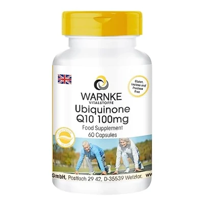 Image of Ubiquinone Coenzym Q10 100mg, Vegan, 60 Capsules, Without Silicon Dioxide Warnke Vitalstoffe German Pharmacy Quality