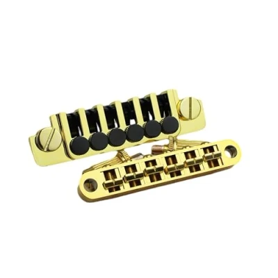 Image of Guyker Guitar Tune O Matic Saddle Bridge BM003 and Vintage Stop Bar Lock TP6 Tailpiece Combo Replacement Compatible with Gibson Les Paul LP SG Style 6 Strings Electric (Golden)