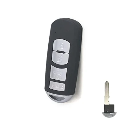 Image of BROVACS Replacement Key Shell + Uncut Blank Emergency Insert Compatible with MAZDA 4 Button Smart Keyless Entry Remote Case Fob PG538F