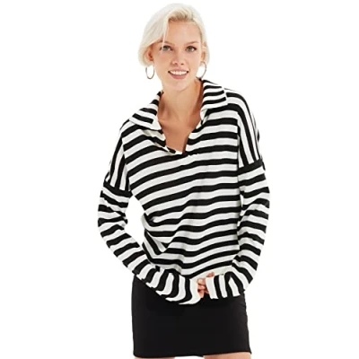 Image of Trendyol Women Regular fit Basic Polo Neck Knitwear Sweater Ecru