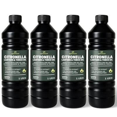 Image of CUQOO 1L Scented Citronella Oil for Garden Burners Torch Lamp Outdoor Insect Repelling Lantern and Tiki Torches (4 Pack)