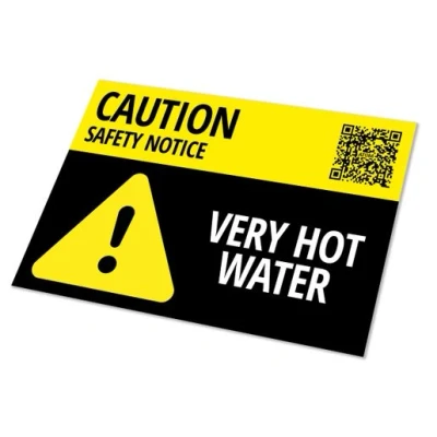Image of Atom Caution Very Hot Water Label AT LBG5P 10