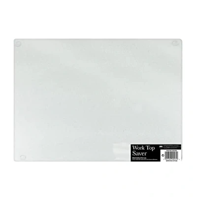 Image of YöL Clear Frosted Effect Tempered Glass Worktop Saver Chopping Board Anti Slip, Surface Protector, Cocktail Drinks Fruit