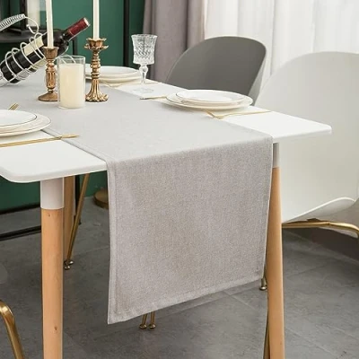 Image of Simurq Modern Table Runner Grey Light Dining with Lotus Effect Water Repellent &amp; Washable Runners Solid Color Decoration Outdoor and Indoor (Grey, 30x140 cm/ca.12x55 in)