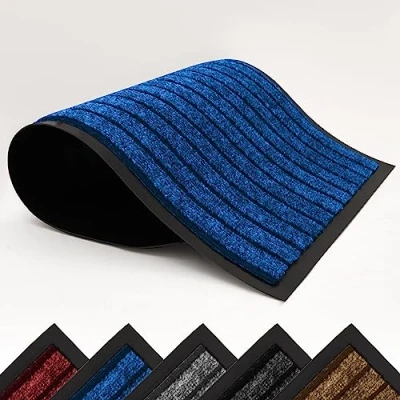 Image of AMEHA Door Mat 50x80 Cm, Dirt Trapper for Indoor and Outdoor Mats Indoor, Washable Barrier Mat, Heavy Duty Non Slip Entrance Rug, Shoes Scraper,Super Absorbent Front Carpet,Blue