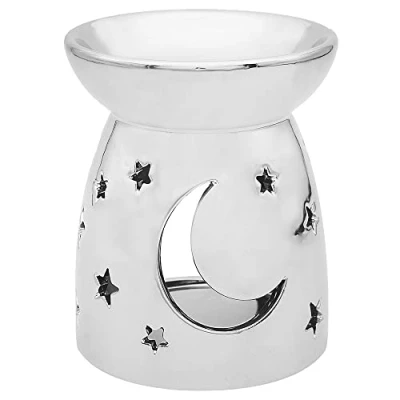 Image of The Leonardo Collection LP48041 Wax/Oil Warmer Silver Moon &amp;S tars 1 Piece 11x11x14 cm Accessory