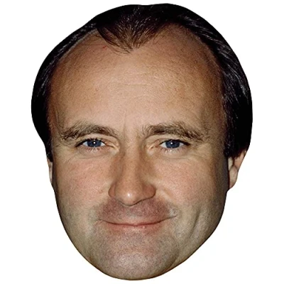 Image of Phil Collins (Stubble) Celebrity Mask, Flat Card Face, Fancy Dress Mask
