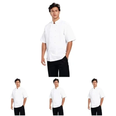 Image of Whites Boston Unisex Short Sleeve Chefs Jacket, White, S / Small, Apparel, Double Breasted, Machine Washable, Embroidable, Chest Size: 36 38 inch 92 97cm B250