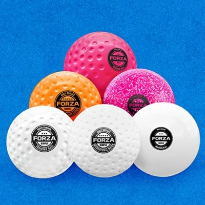 Image of FORZA Match &amp; Training Hockey Balls Dimpled Smooth Complete Range Tried Tested By Wales (Pack of 6, Ball White)