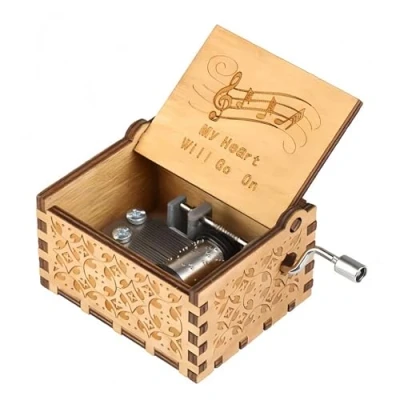 Image of Cuzit The Titanic Movie Theme Music Box My Heart Will Go On Antique Carved Hand Crank Wooden Musical Toy Valentine&#039;s Day Gift
