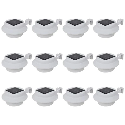 Image of vidaXL Outdoor Solar Fence Lamps 12 pcs LED White