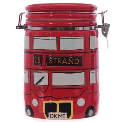 Image of Red Routemaster Bus Round Storage Jar